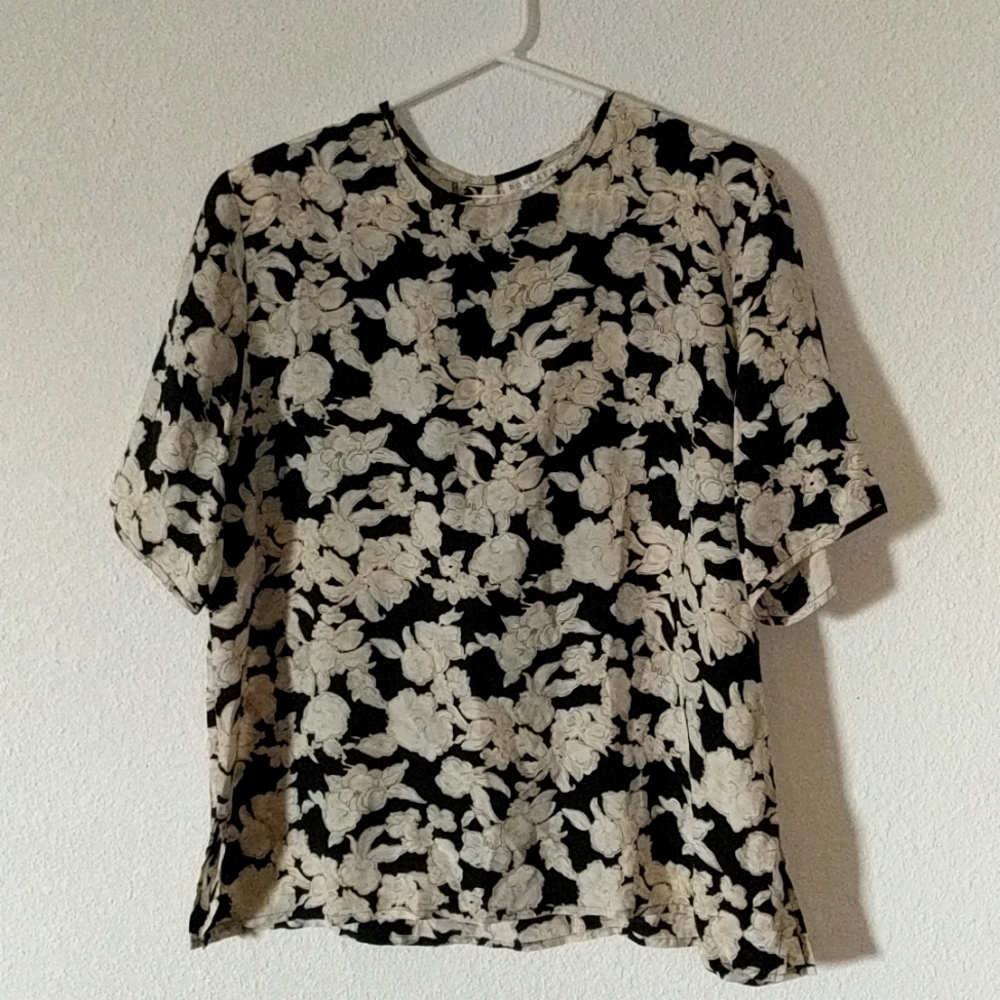 Doncaster Floral Silk Blouse Size 16 Vintage
